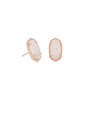 Kendra Scott Ellie Rose Gold Stud Earrings in Iridescent Drusy